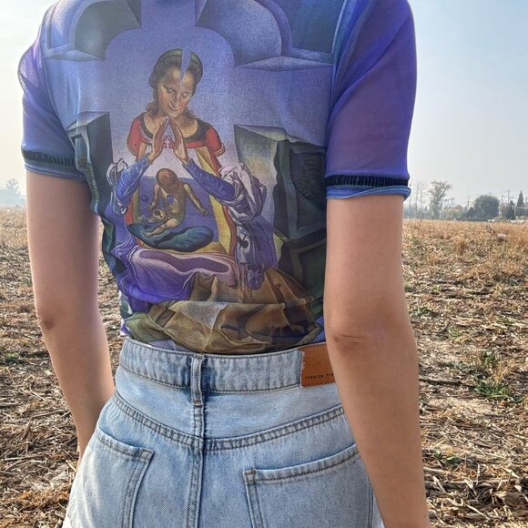 Jean Paul gaultier blue mesh short sleeve top - Picture 6 of 10